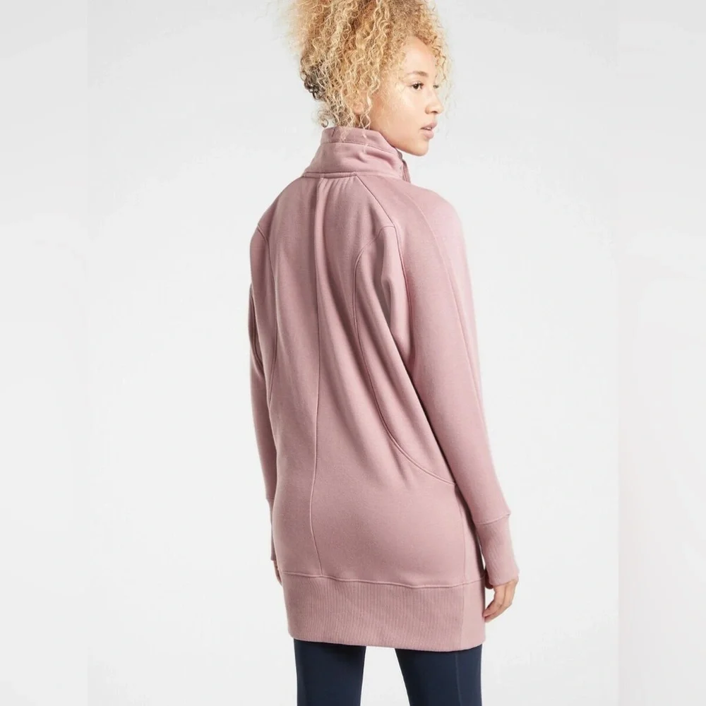 Athleta Cozy Karma 1/4 Zip Dress, Dogwood Mauve